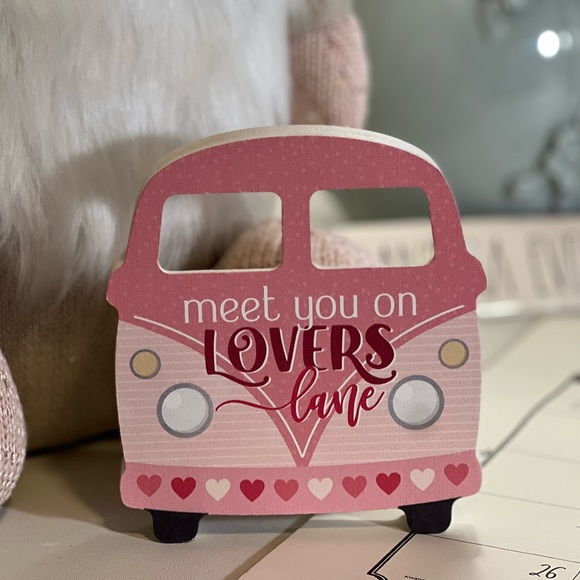 Meet You on Lovers Lane VW Bus Wood Block Decor - Picture 3 of 3